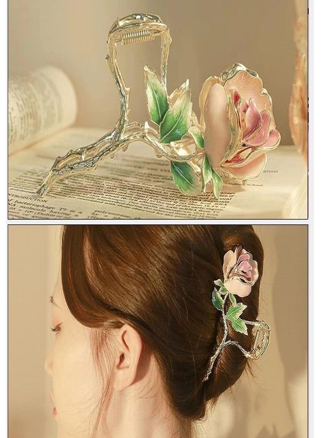 ADULLPONY 3 Pcs Metal Flower Claw Clip Set - Rose, Daisy, and Sunflower Large Hair Clips for Strong Hold on Women's Thick Hair - Image 2
